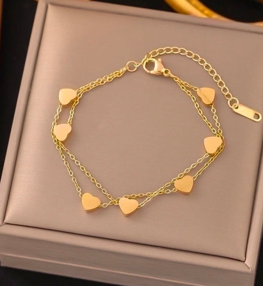 Double chain Heart Shape bracelet